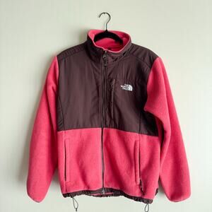 The North Face Pink + Brown Denali Fleece Full Zip Jacket Large Gorp Gorp Core